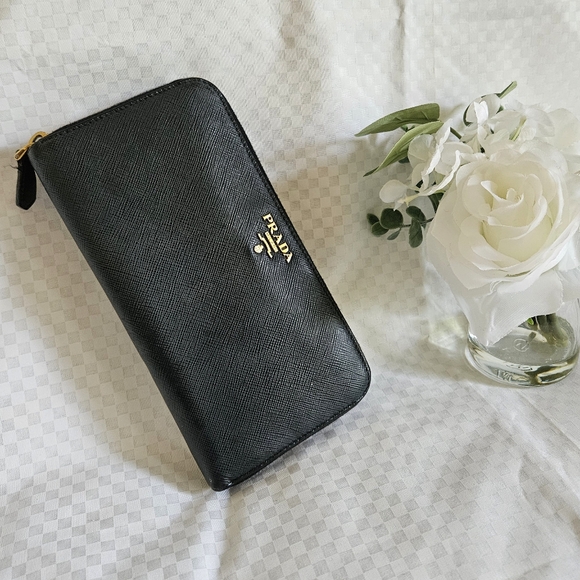 NDS Women's Prada Dark Grey Zip Around Continental Wallet - Picture 2 of 10